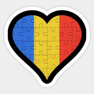 Romanian Jigsaw Puzzle Heart Design - Gift for Romanian With Romania Roots Sticker